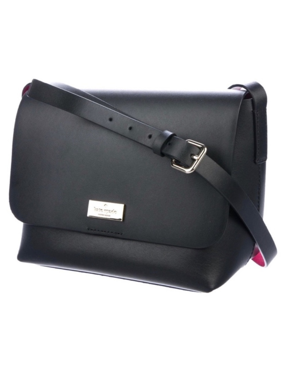 Kate Spade Madie Putnam Drive Leather Crossbody Bag Black and Hot Pink
